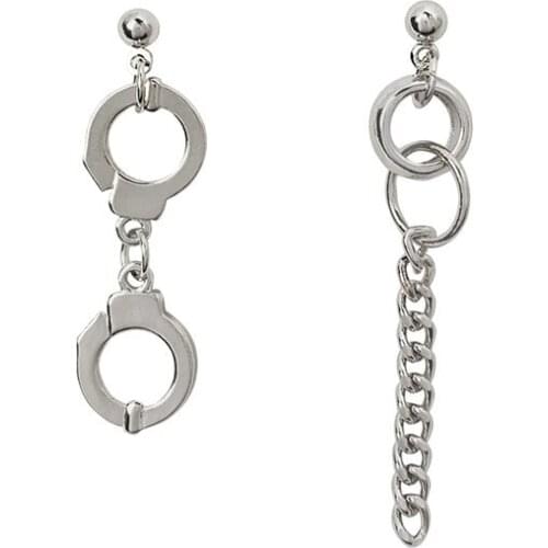 POTCET Womens Asymmetric Handcuffs Earrings Geometric Fashion Retro Hip Hop Personality Party Jewelry