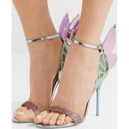 Moraima Snc Butterfly Wings Women High Heels Bowtie Summer Shoes Sandals Woman Open Toe Ankle Strap bowknot Party Shoes Pumps