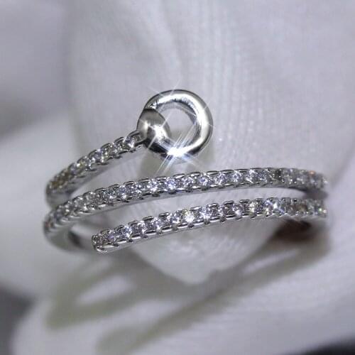 Women Ring Fashion Simplicity Glamour Wedding Ring Designed For Women Irregular Multiple Rows Cubic Zirconia Ring Gift For Girl