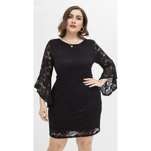 Xl-4xl Summer WomenS Dress 2021 Dress Vintage Maxi Party Beach Women Dresses Light Prom Large Plus Size Curv Lace Pure Black