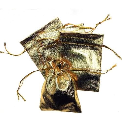 11*16cm 100pcs Handmade Gold Drawstring Bags For Wedding/Party/Christmas/Gift/Jewelry Pouches Packaging Bags