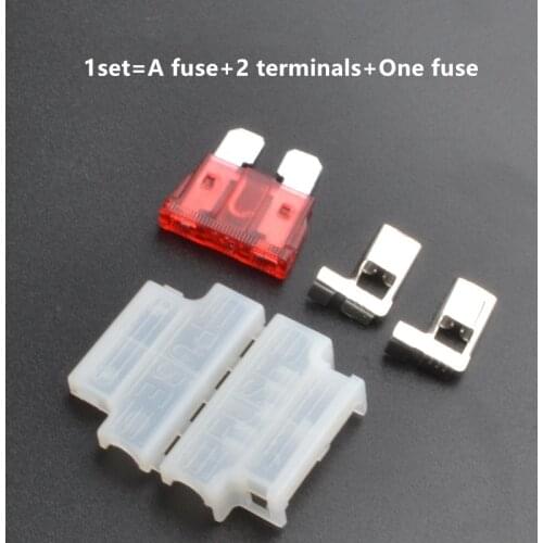 10 sets of car standard middle fuse holder + car truck ATC/ATO blade fuse 3A 5A 10A 15A 20A 25A 30A 35A 40A
