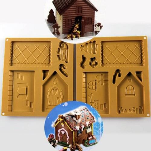 2PCS Silicone 3D Chocolate Mold Wedding Christmas Gingerbread House Mould Christmas Party Cake Mold Decoration Baking Dish