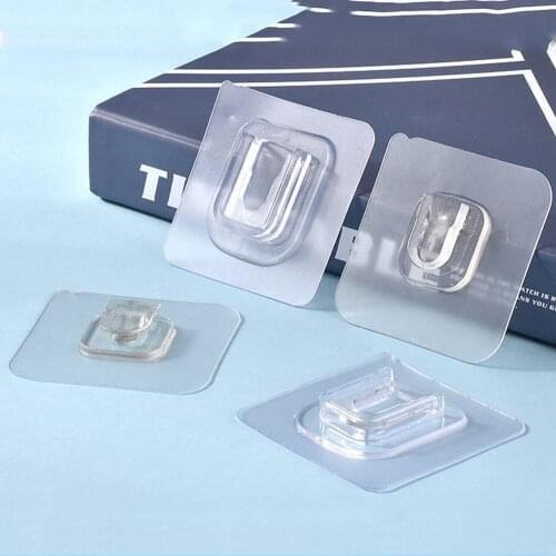 20PCS Double-sided Self Adhesive Wall Hooks 6*6cm Seamless Hooks Reusable Anti-slip Wall Mounted Household Organizer Hook