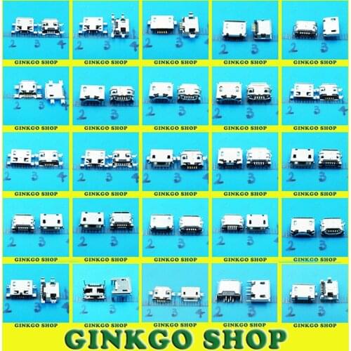 25Models 75pcs/lot Micro USB jack 5P Micro USB Jack,Micro USB Connector Tail Charging port socket for PAD/ tablet /mobile Phone