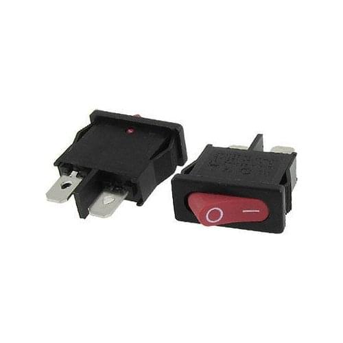 Free shipping !5x AC 6A/250V 12A/125V SPST ON-OFF 2 Position Mini Boat Rocker Switch Red Button