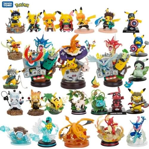 9-31cm Pokemon Anime Figures Demon-Slayer Pikachu Mewtwo Charizard Articuno Cosplay Pocket Monster Series Model Dolls Kids Gift
