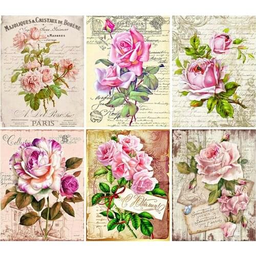 Diy 5d Full Diamond Painting Embroidery Flowers Square Round Drill Text Rose Peony Mosaic Furniture Decoration Hobby Gift
