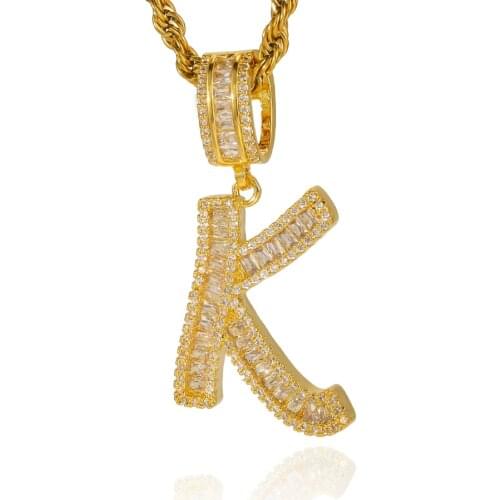 26 Letter Special font A-Z Copper Pendant Zirconia Cuban Chain Name Mens Womens Rope Chain Hip-Hop Glamour Necklace Jewelry
