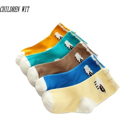 CHILDREN WIT Autumn & winter new children socks high quality cotton cartoon sheep style boys socks girls socks 1-12 year 5 pairs