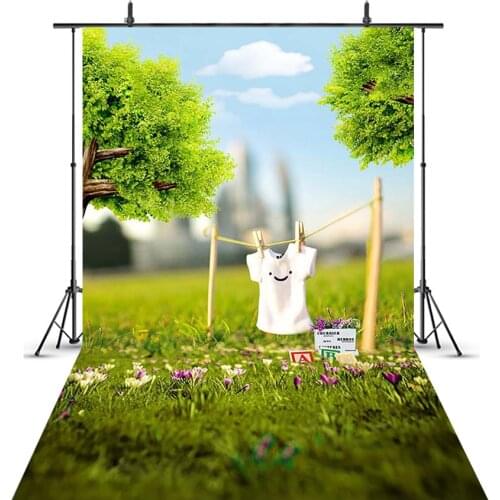 Background Spring Scenery 5X7ft Green Grass Photography Backdrop for Photo Studio Props for Newborn Photographers 210
