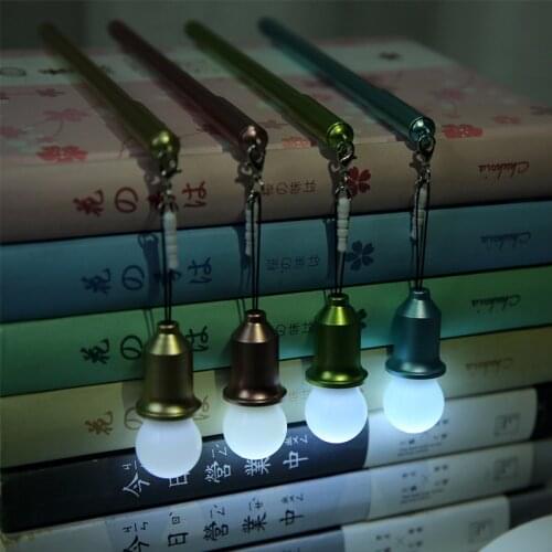 1PC Cartoon Cute Creative Modeling Neutral Pen 0.38mm Light Bulb Dust Plug Gel Pen Multifunctional School Supplies