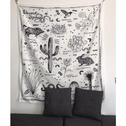 Saguaro Hippie Tapestry Wall Hanging Fabric Boho Decor Ouija Wall Cloth Tapestries Wall Carpet Gobelin Tapestry Cactus Mandalas