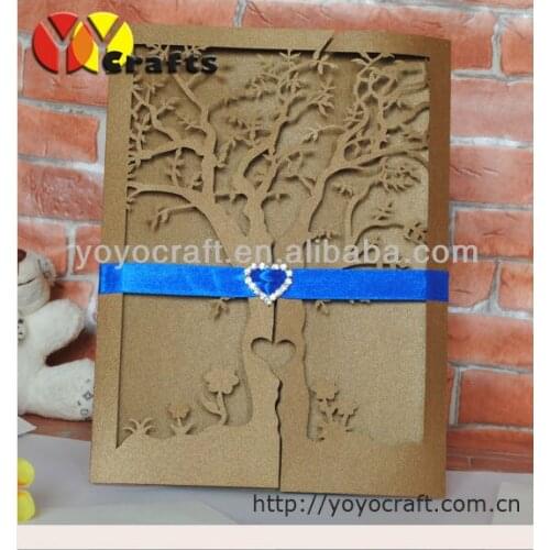 Hot sell lace love tree wedding invitation card with printable insert paper and envelop seals