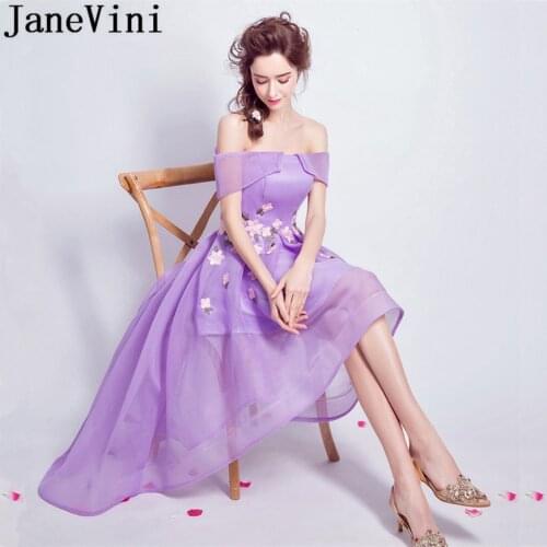 JaneVini Short Front Long Back Sexy Bridesmaid Dresses High Low Jurken Lang Ladies Prom Dress 2018 Flowers Wedding Party Gowns