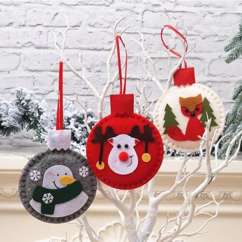 Round Deer Snowman Santa Claus Felt Hanging Ornament Xmas Party Home Christmas Decoration Xmas Decor For Home New Year