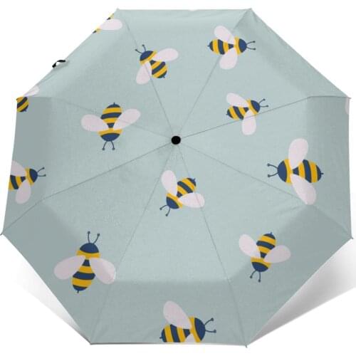 Cute Cartoon Bees Windproof Automatic Folding Inverted Umbrella Portable Paraguas for Man Woman