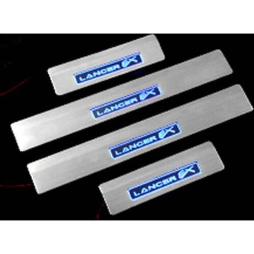 Stainless steel led door slipper / door board for 2010 2011 2012 2013 2014 2015 mitsubishi lancer ex car styling