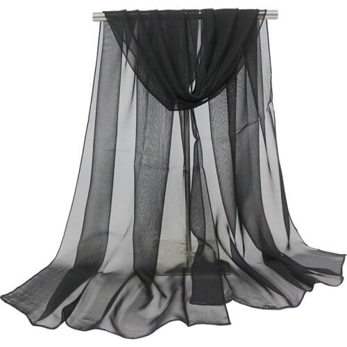 2020 New Solid transparent Georgette chiffon scarf silk square hijab cool shawl ladies foulard femme Scarves hair bufanda mujer