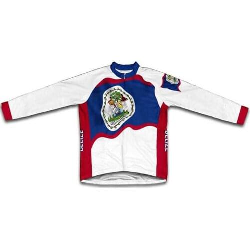 New Thermal Long Sleeve Fleece Cycling Jersey Belize Flag Winter Men And Women Road RACE Team Cycling Wear Riding Clothing