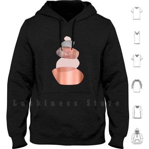 Blush And Copper Balance hoodies long sleeve Minimalist Balancing Stones Blush Pink Copper Rose Gold Scandi