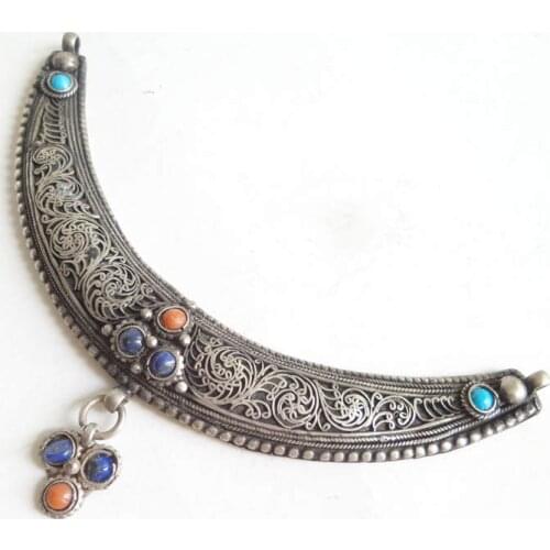 Tibetan Pendants Antiqued Copper Vintage New Moon Big Pendant Nepal Hand Jewelry TBP491