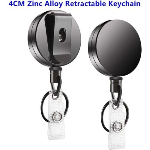 1PCS Retractable Pull Keychain Car Key Ring ID Badge Lanyard Name Tag Card Holder Recoil Reel Belt Clip Metal Housing Metal Cove