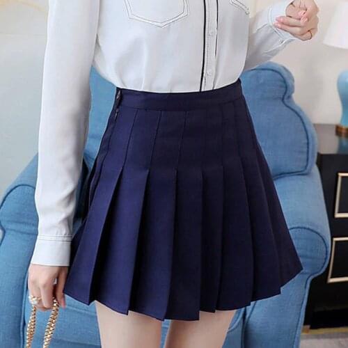 40# Women High waist Pleated Skirt 2021 Spring Autumn Casual Kawaii A-line Skirts Japanese School Uniform Mini Skirts