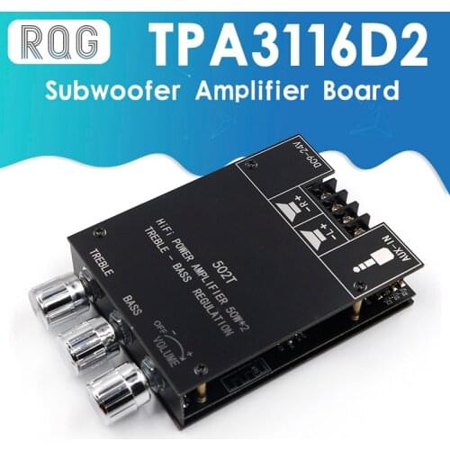 ZK-502T TPA3116D2 Bluetooth 5.0 Subwoofer Amplifier Board 2.0 Channel High Power Audio Stereo Amplifier Board 2*50W Bass AMP