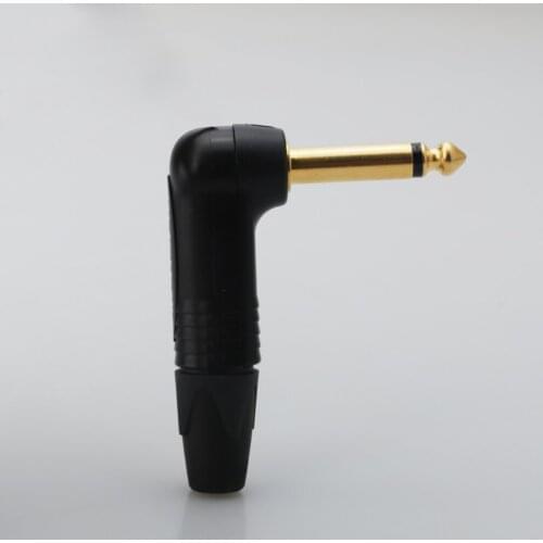 1Piece Neutrik 24K Gold Plated Right angle mono Jack 6.35mm Luxury Microphone Plug Speaker Connector 6.35mm Mono Plug Assembly