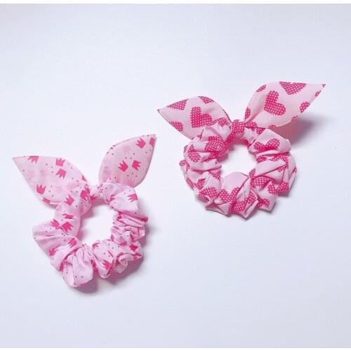 Boutique 10pcs Fashion Tiaras/Heart Print Scrunchies Print Rabbit Ears Twists Ponytail Holder Elastic Hair Bands Easter Headwear