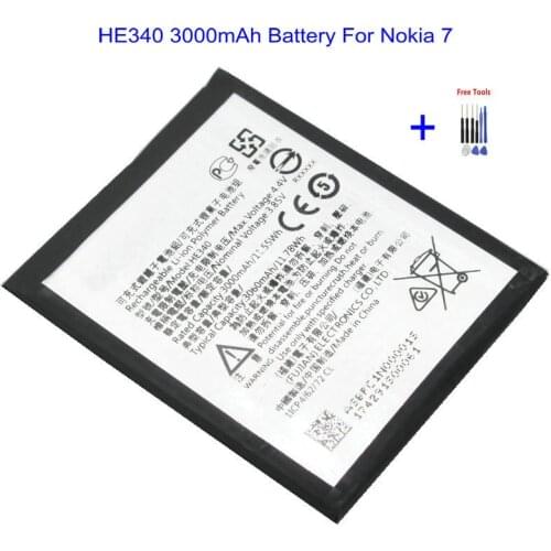 1x HE340 HE347 3060mAh /11.78Wh Replacement Battery For Nokia 7 7.1 TA-1041 Batteries Bateria + Repair Tools kit