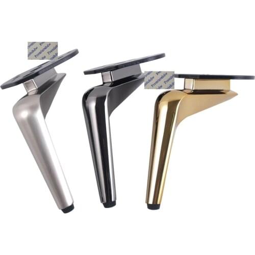 2Pcs Zinc Alloy Brushed Nickel Gold Gun Black Cabinet Furniture Sofa Couch Bed Leg With Leveling Feet