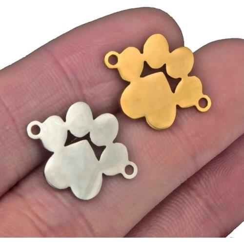5pcs/lot Stainless Steel Connection Floating Charm for Jewelry Making Bear Dog Pet Paw Findings Making Accessories Aka Sorority