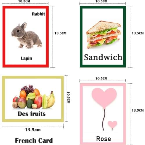 85Pcs Children Montessori French Animals/Fruit Word Learning Card Flashcards Games Puzzles for Kids Baby Juguetes Educativos Toy