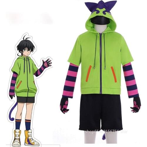 Anime Sk8 Infinity Miya Chinen Cosplay Costumes Hooded Zipper Short Jacket Tail Gloves Christmas Halloween Party Prop Gifts
