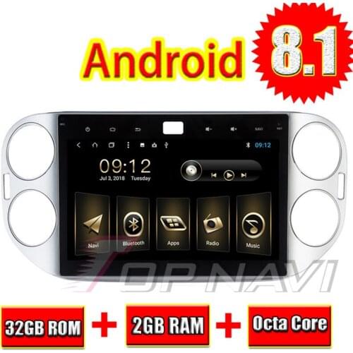Car Auto Players for VW Tiguan 2013 10.1'' Android 8.1 Octa Core Video Topnavi Auto 2G 32G Stereo Audio Amplifier with Free Map