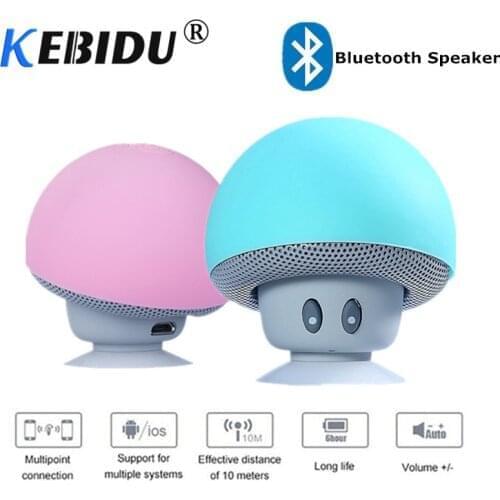 Kebidu Wireless Bluetooth Mini Speaker Mushroom Waterproof Silicon Suction Handfree Holder Music Player for Iphone Android