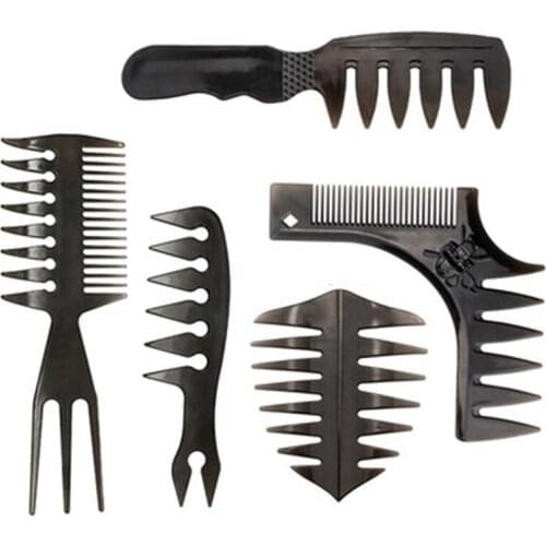 Beard Comb Men Retro Slicked Back Hair Style Tool Right Angel Texture Double Side Pomade Modeling