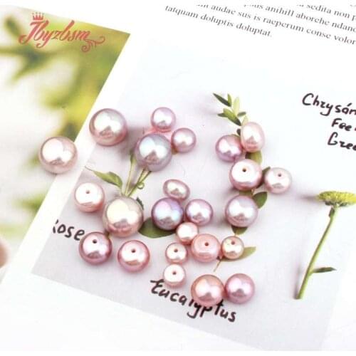 Half Drilling Purple Freshwater Pearl 3A Grade Button Beads Natural Stone Beads for Women DIY Earring Ring Jewelry 5 Pair