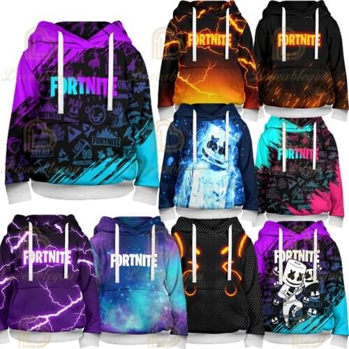 Kids Fortnite Cosplay Hoodies 3D Printed Raven Llamas Ninja Sweatshirt Children Clothes Fishstick Battle Royale Boys Sweatshirts