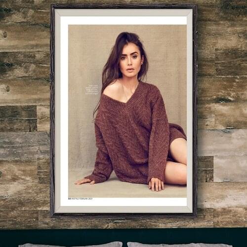 E458 Lily Collins Sexy Model Movie Star Wall Silk Cloth Poster Art Home Decoration Gift