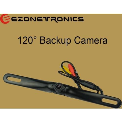 Ezonetronics 120° License Plate Mount Night Vision Silver Black Reverse Backup Frame Car Rear View Camera for Truck RV Mini-Van