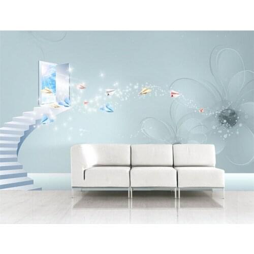 Fantasy 3D cartoon plane seamless large mural wallpaper boy girl bedroom bedroom room TV backdrop wallpaper
