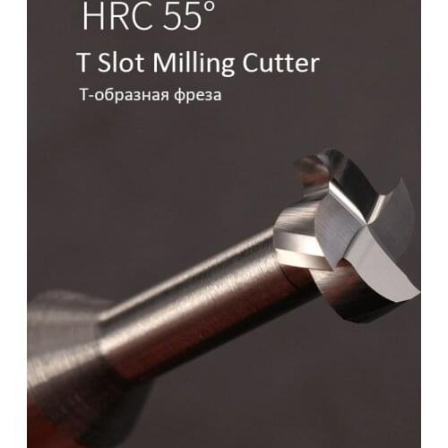 HRC55 Carbide T Slot Milling Cutter CNC Tool 4 6 8 10 12mm Shank T Type Grooving Endmill Overall Alloy Tungsten Steel Router Bit