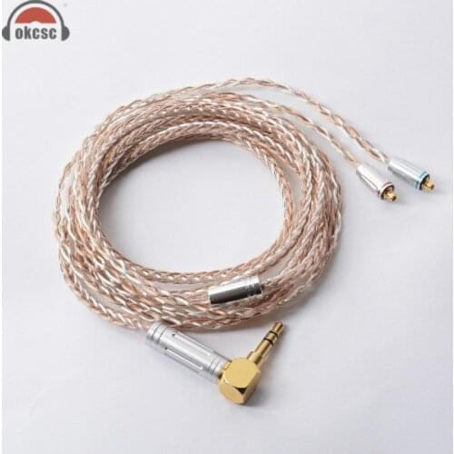 OKCSC 8 Core MMCX Cable 7N Single Crystal Plated Silver & Copper Upgrade Cord Line for Shure SE846, SE535, SE315, SE215, UE900