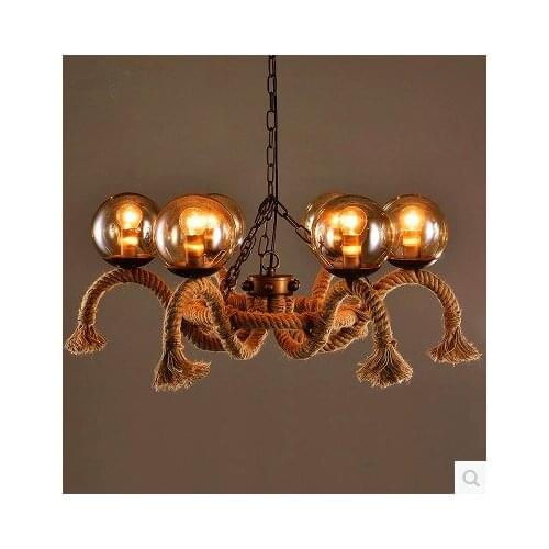 American country style retro theme restaurant glass Beanstalk hemp bar designer loft chandelier