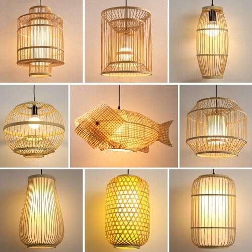 Chinese hand woven bamboo chandelier living room bedroom bamboo chandelier home decoration lamp hotel hall kitchen Chandelier