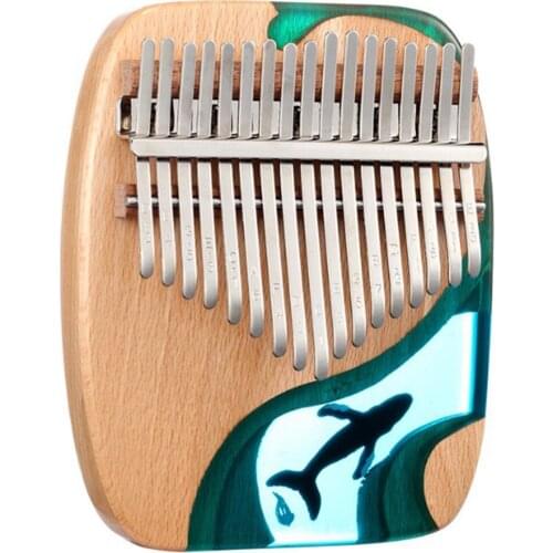HLURU Blue Ocean Kalimba 17 Key Whale Thumb Piano Hand-Made Flat Board Piano Birthday Gift High Quality Musical Instrument