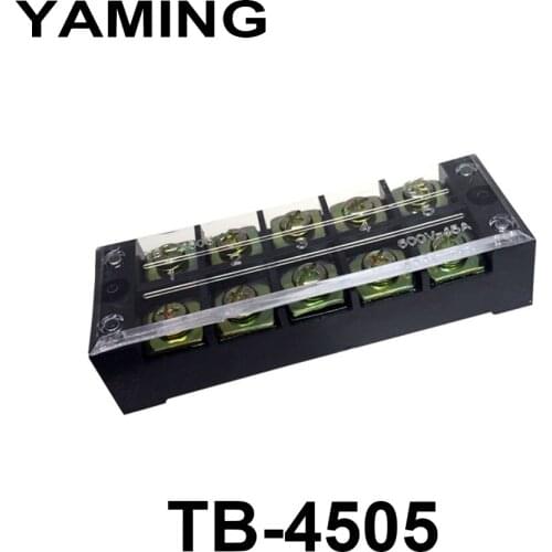 10pcs/lot Connection Terminal Block with 10 screws Plate TB-4505 45A 600V 5 Position TB Series Fixed Type